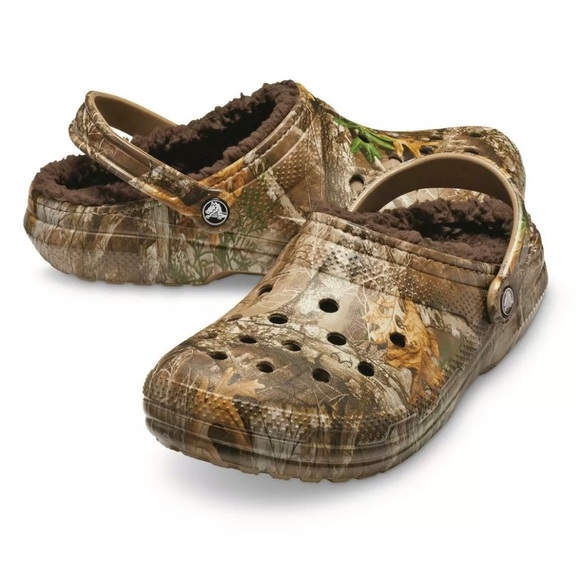 Crocs Realtree Camo Green /Brown size 11 Fur Lined - Picture 2 of 3
